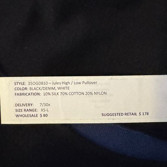 One Grey Day Jules High/Low Blue Black Pullover Silk Blend NWT Women Size Small - Picture 9 of 9